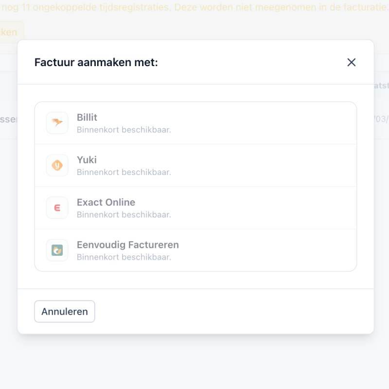 Van timesheet naar factuur in 1 klik